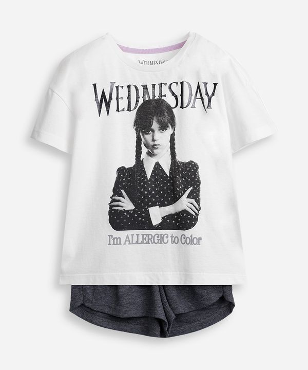 pijama curto infantil wandinha off white 12