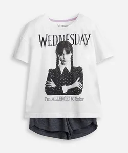 pijama curto infantil wandinha off white 6