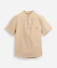 camisa infantil de algodão gola padre bege 8