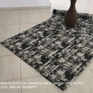 Manta Tapete Rústica Carrara Pt1 Preta 150x200cm - Bordartes