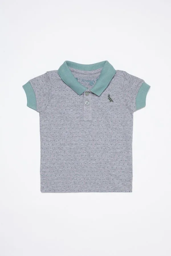 Polo Bb Pontinhos Cinza Mescla - P
