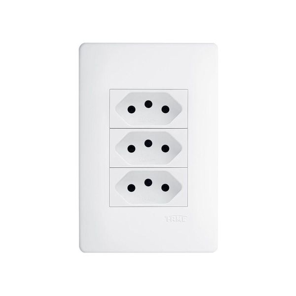 Tomada Tripla Fame Habitat 2p+t 10a Com Placa 4x2 Branca