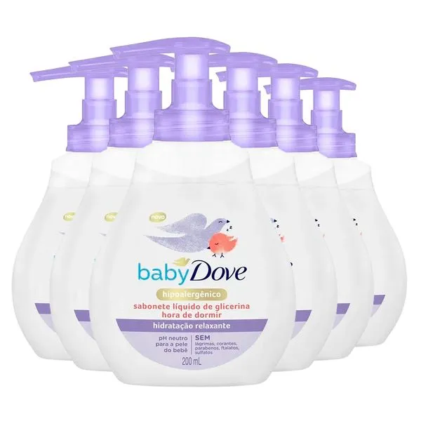 Kit Sabonete Líquido Dove Baby Hidratação Hora De Dormir 200ml - 6 Unidades