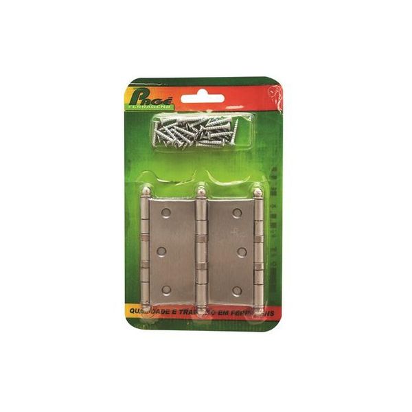 Dobradiça para porta camarão de ferro com alça cromado linha leve 1285 3 1/2" Pagé