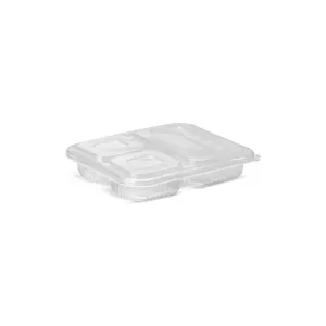 100un Bandeja Refeição com 3 Divisórias 810ml G323 Transparente Freezer Microondas Galvanotek