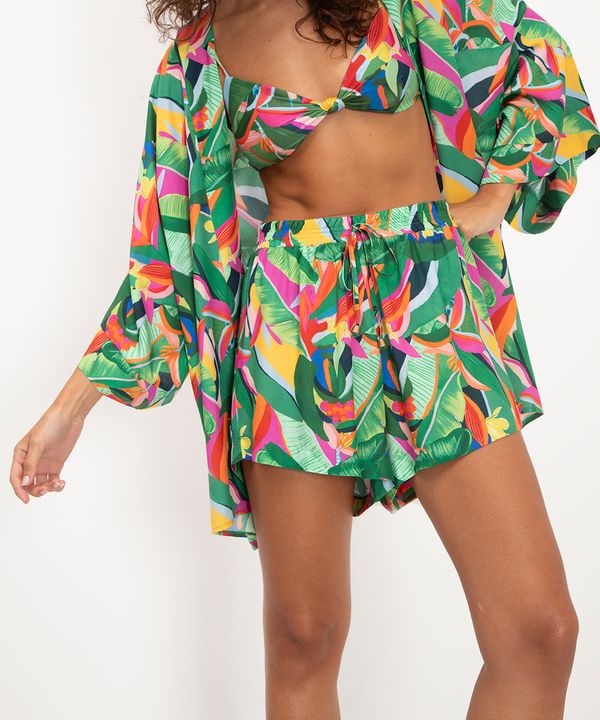 short saída estampado verde PP