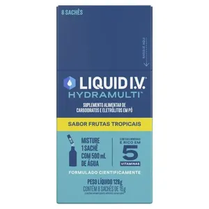 Suplemento Alimentar Liquid I.V. Hydramulti Sabor Frutas Tropicais 8 Sachês de 16g Cada