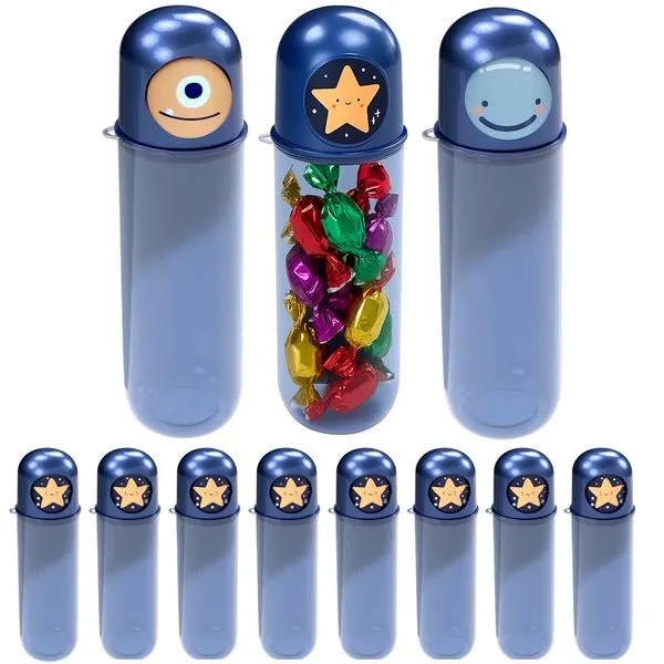 15 Lembrancinhas de Festa Box Multiuso Azul Espacial Tubo p/ Doces Sacola Surpresa