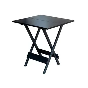 Mesa Para Pizzaria Dobrável De Madeira 70x70 - Preto