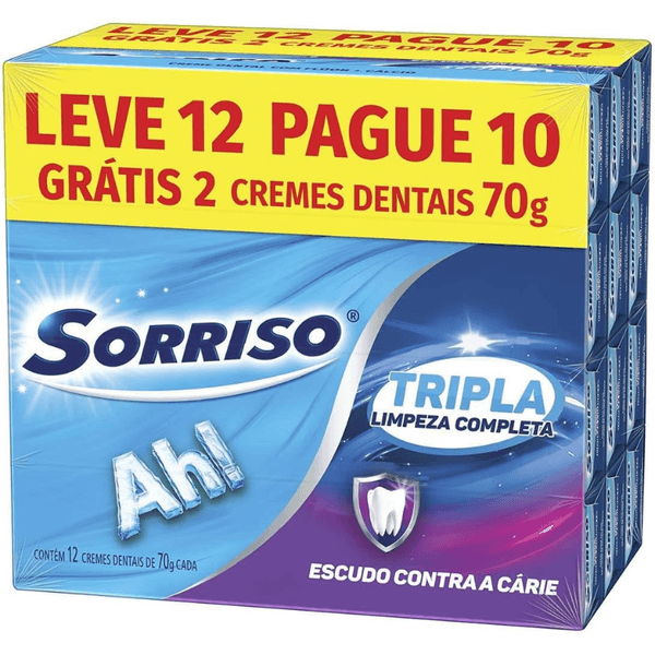 Creme Dental Sorriso Tripla Limpeza Completa 70g Leve 12 Pague 10