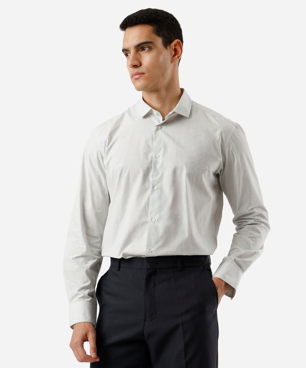 camisa masculina de algodão listrada off white P