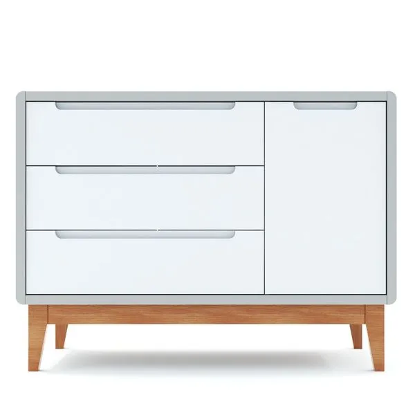 Cômoda Bo com Porta Branco / Cinza / Jequitibá