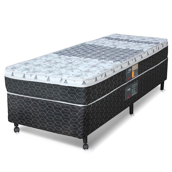 Cama Box Solteiro Castor Sleep Class com Mola Bonnel 64x88x188cm Branco com Cinza