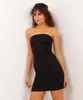 vestido jeans curto sem alça preto GG