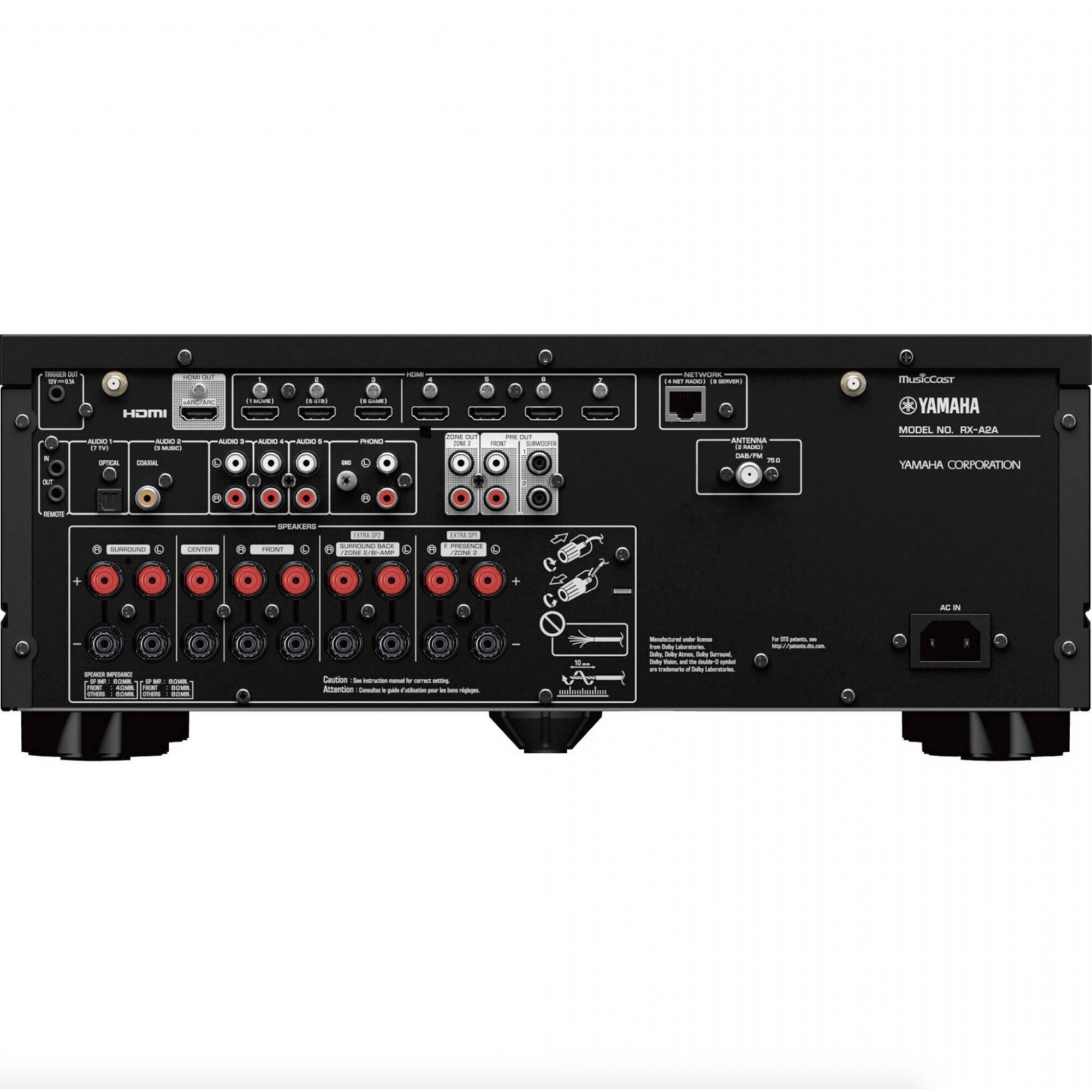 Receiver Yamaha AVENTAGE RX-A2A - 8k - 100 W - 7.2ch Dolby Atmos e DTS: X - 110v