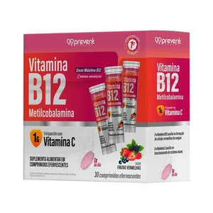 Vitamina B12 Metilcobalamina+vitamina C 1g Com 30 Comprimidos Efervescentes Frutas Vermelhas Prevent