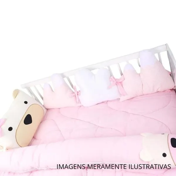 Kit Berço Rolo Din Don 6 Peças Rosa (MP)