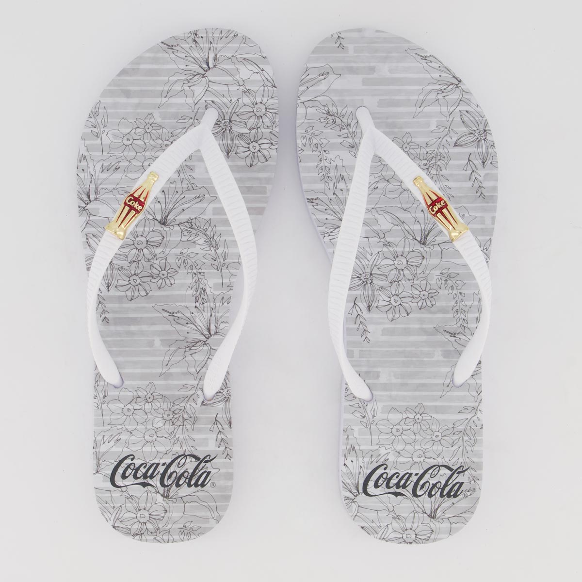Chinelo Coca Cola Cokes Flowers Feminino Branco