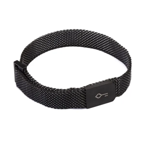 Pulseira Imã de Malha de Aço Preta Preta Ajustável