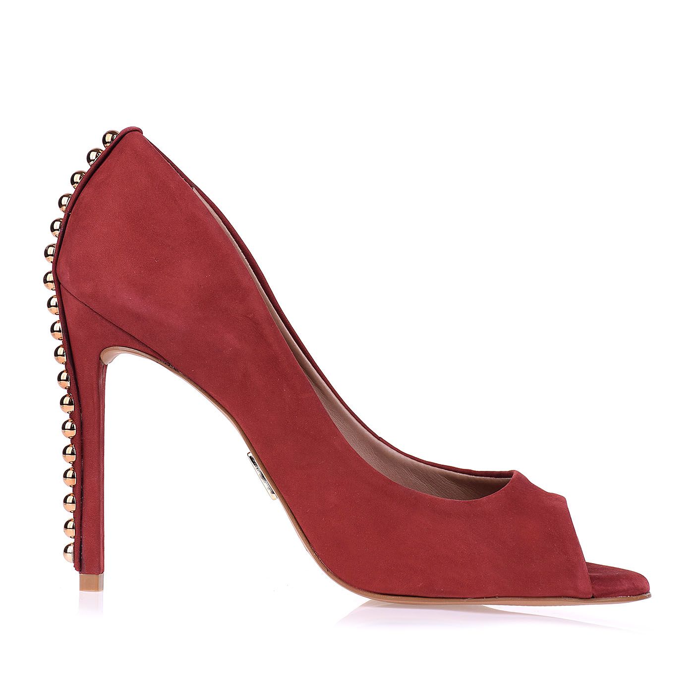 Peep Toe Salto Alto Nobuck Wine