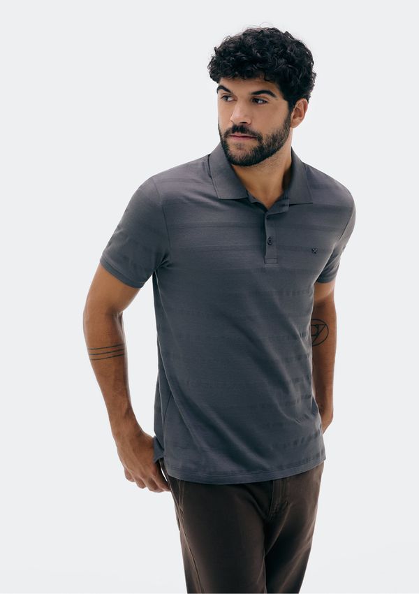 Camisa Polo Masculina Manga Curta Com Bordado - Cinza G