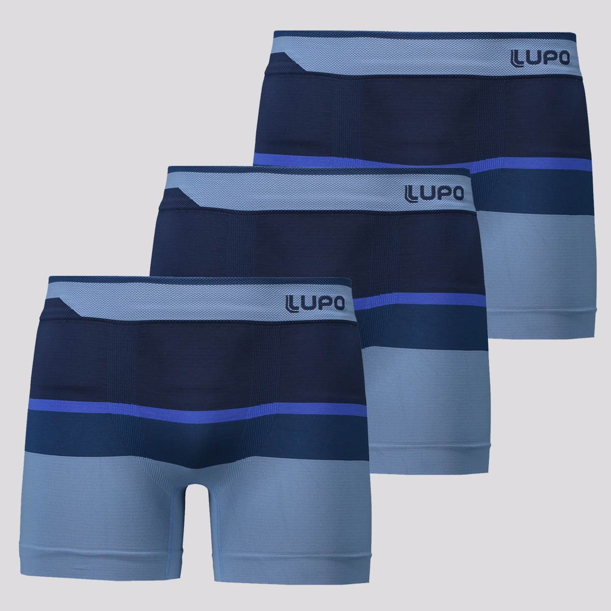 Kit de 3 Cuecas Boxer Lupo Elastic Force Azul