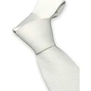 Gravata Slim Social OEM Listrada em 100% Poliéster 140cm X 5cm Branco para Casamento Noivo Gravata Slim Social OEM Listrada em 100% Poliéster 140cm X 5cm Branco para Padrinho