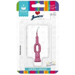 Vela de Aniversário Mini Glitter Rosa Bebê N.º 0