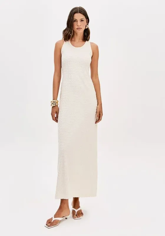 Vestido Evasê Super Midi Signature Bege PP