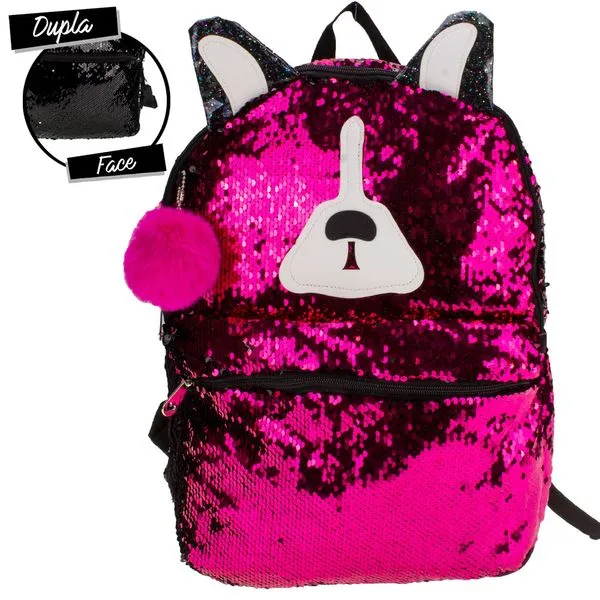 Mochila Cachorro Paetê Clio Girls - CG2034 PINK