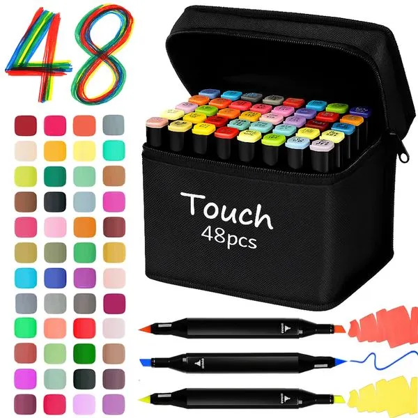 Kit 48 Canetinhas Coloridas Ponta Dupla Para Desenhos Goods