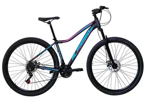 Bicicleta Aro 29 Feminina Alfameq Pandora Alumínio 21v Garfo Suspensão - Preto/Verde/Rosa - Tam:17