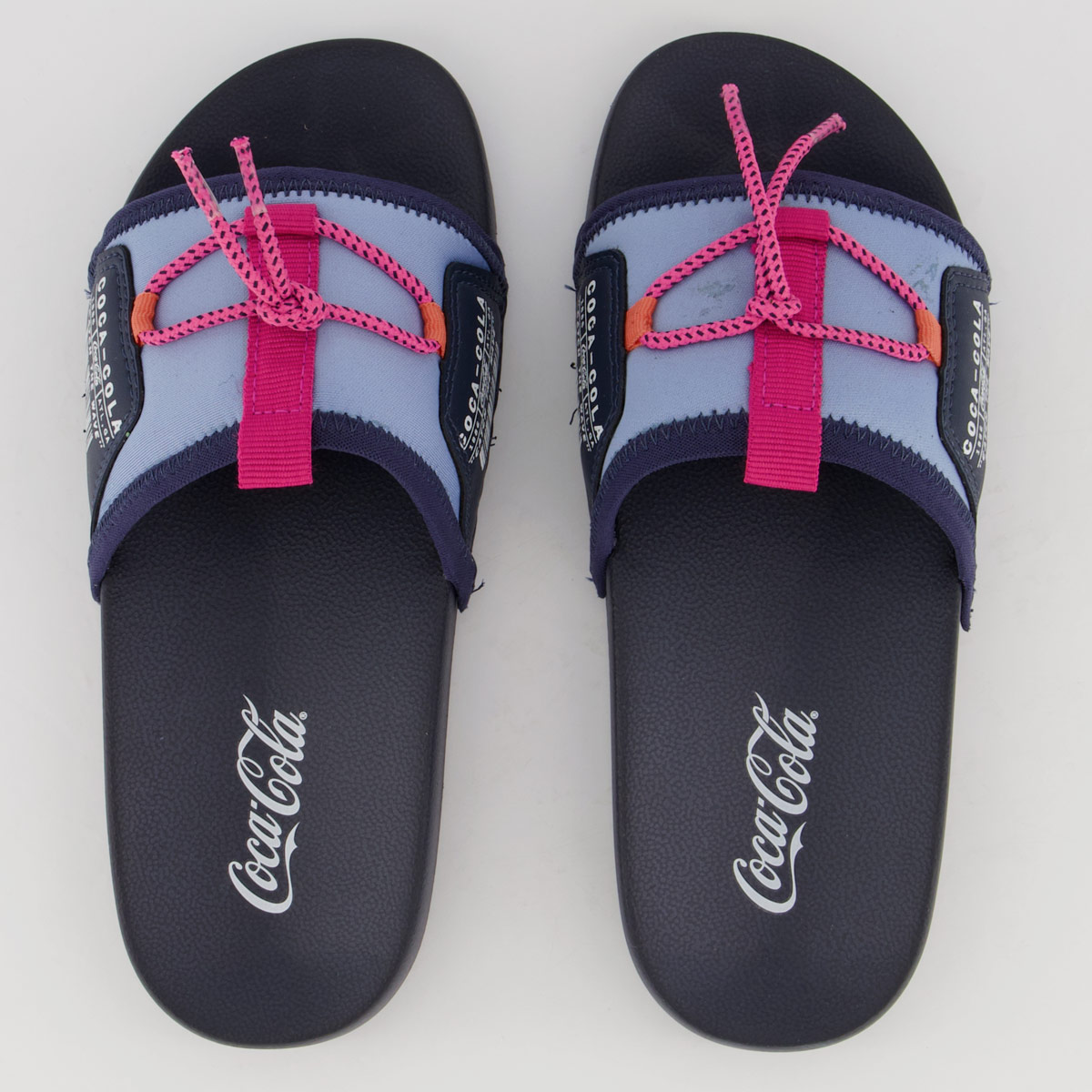 Chinelo Coca Cola Utah Slide Feminino Preto e Marinho