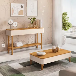 Conjunto Aparador Fiero e Mesa de Centro Liz HB Móveis | Off White/Cinamomo