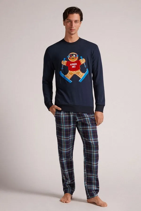 Pijama Comprido Em Modal Gingerbread - Azul G