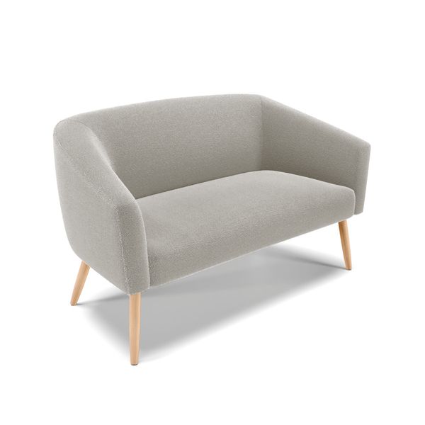 Sofá 2 Lugares Namoradeira Pé Palito Natural Stella Bouclê Cinza D03 - D'Rossi