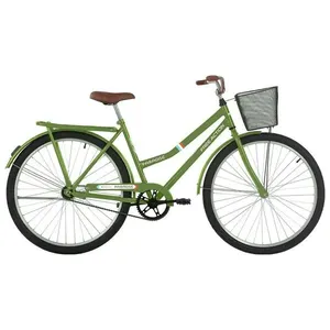 Bicicleta Paradise Urbana Aro 26 Quadro Aço 1 Marcha Free Action Verde Militar com Cesta Bicicleta Paradise Urbana Aro 26 Quadro Aço 1 Marcha Free Action Verde Militar
