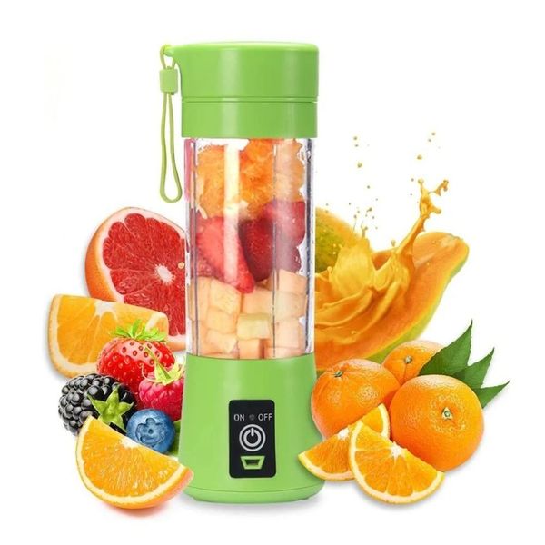Mini Liquidificador Portátil Usb Shakes Vitaminas Sucos Academia 4 Laminas