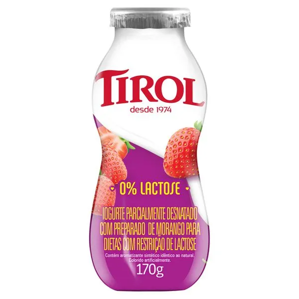 Iogurte Tirol Zero Lactose Morango 170g