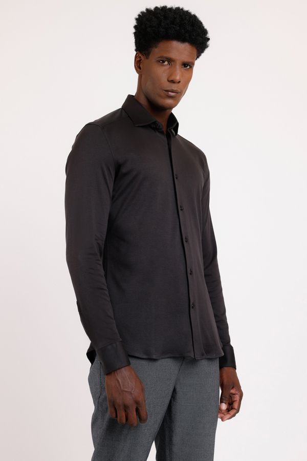 Camisa Manga Longa Cosmo Slim em Algodão Supima Preto - P