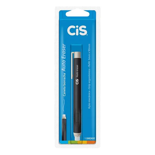 Caneta Borracha Auto Eraser Preta Blister 1 Unidade - Cis