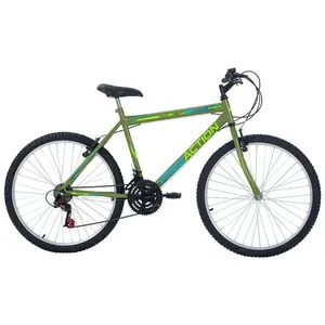 Bicicleta Eden Mountain Bike Aro 26 Quadro Aço 18 Marchas V-Brake Verde Militar Free Action Bicicleta Eden Mountain Bike Aro 26 Quadro Aço 18 Marchas Verde Militar Free Action