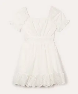vestido curto de laise juvenil com recorte off white 16