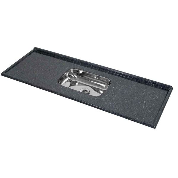 Pia de granito sintético 150x54cm com bandeja cinza nobre Decoralita