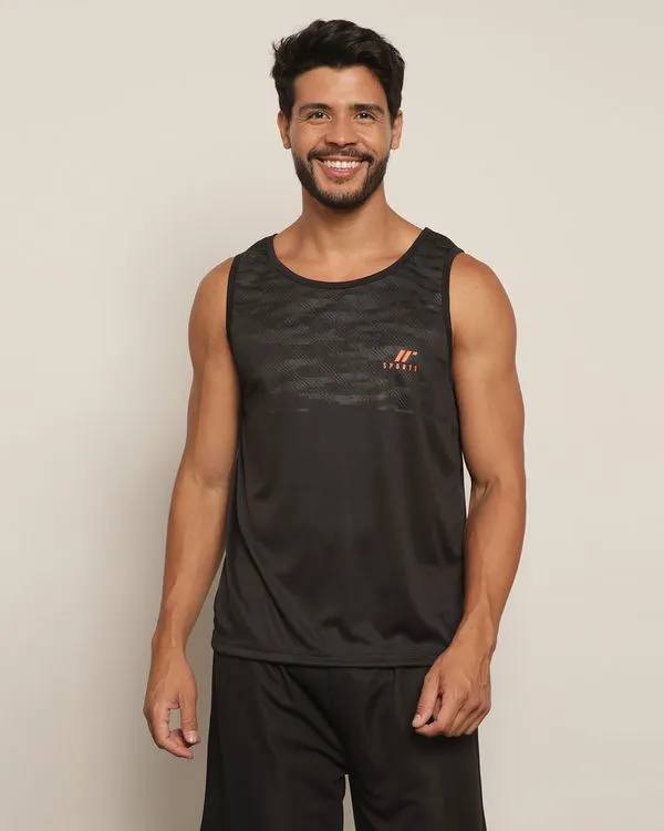 Regata Esportiva Masculina Dry Fit Estampa Preta P