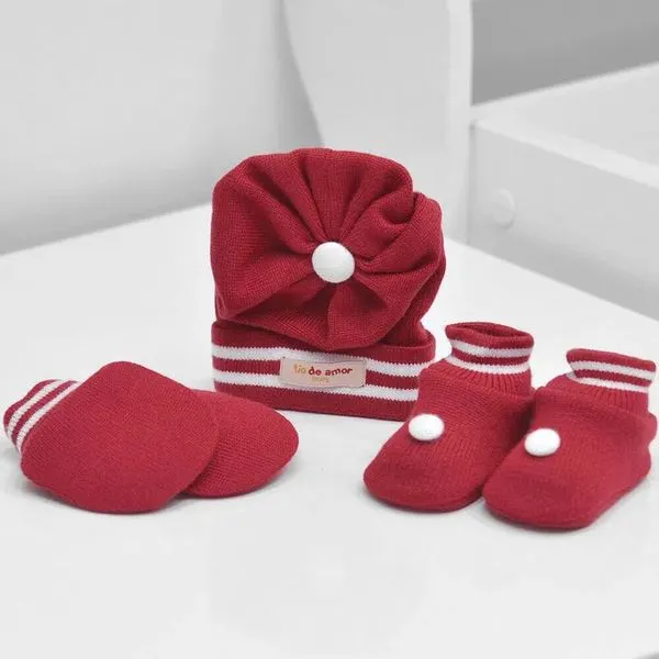 Kit Sapatos Luvas e Touca - 1001 Vermelho - RN