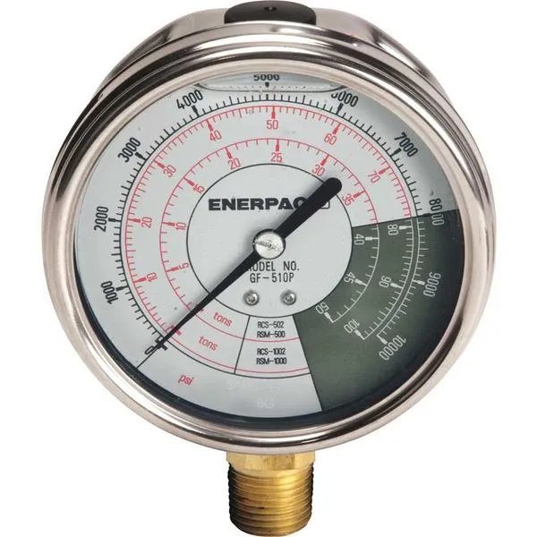 Manômetro Hidráulico de Força e pressão 50tf e 100tf 1/2" NPTF GF510P ENERPAC