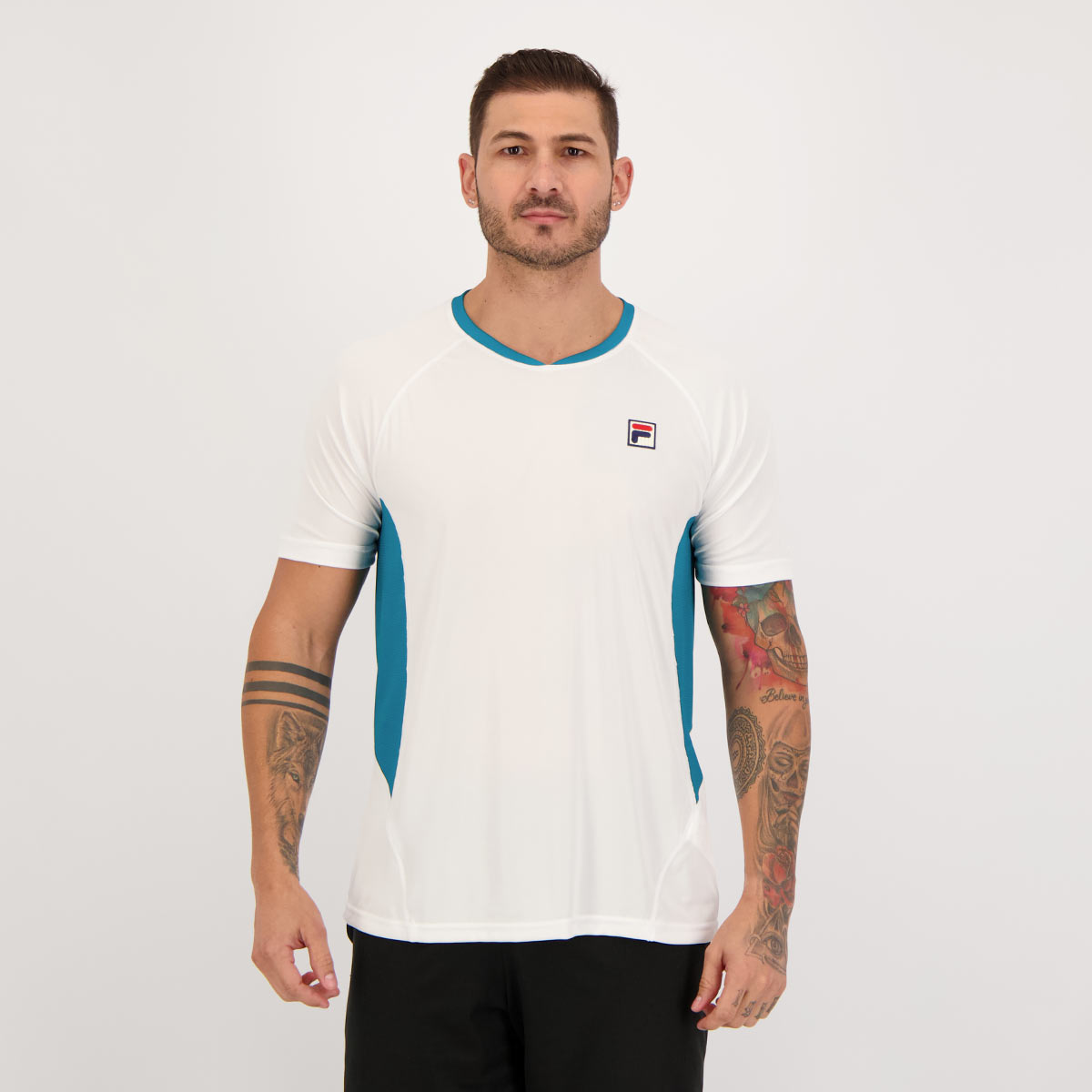 Camiseta Fila Baseline Ribbed Crew Branca e Verde