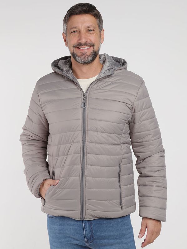 Jaqueta Puffer Com Capuz Masculina CINZA M