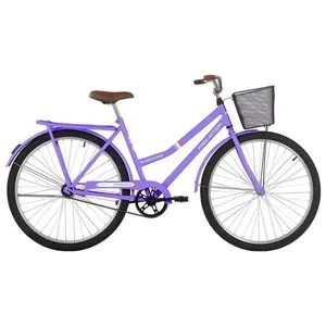 Bicicleta Paradise Urbana Aro 26 Quadro Aço 1 Marcha Contra Pedal Lilás Free Action